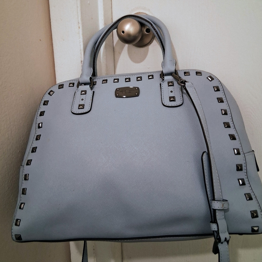 Michael Kors Sandrine Studded Satchel Powder Blue W/ Shoulder Strap